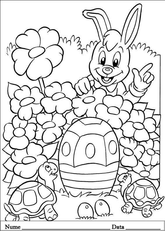 desene de colorat planse iepurasi de pasti